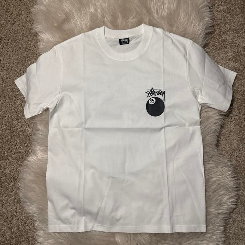 White stussy 8 ball tee stussy